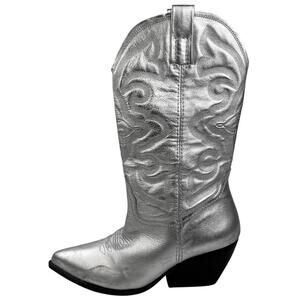 Steve Madden Silver Metallic Western Cowboy Boot